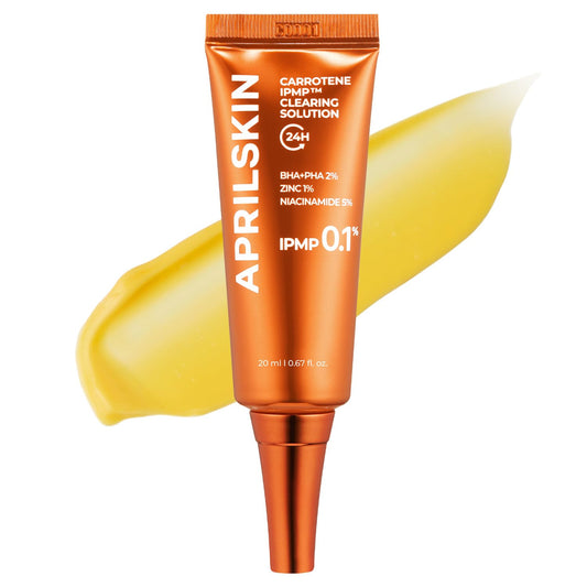 APRILSKIN Carrotene IPMP Clearing Solution bottle suggesting calming blemish relief potential.