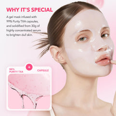 APRILSKIN TXA Pink Capsule Gel Mask applied on cleansed skin for smooth texture.