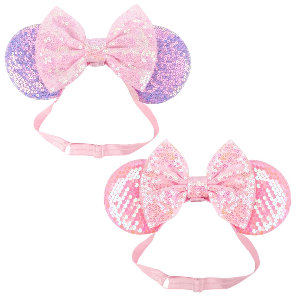 AQOKKA mouse ears headband with bow front view for a magical party look