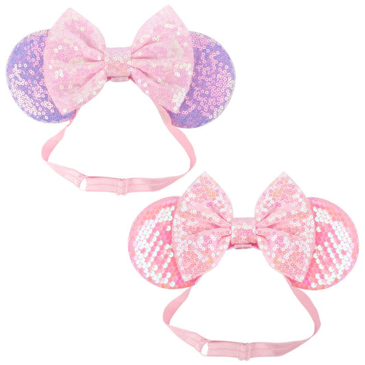 AQOKKA mouse ears headband with bow front view for a magical party look