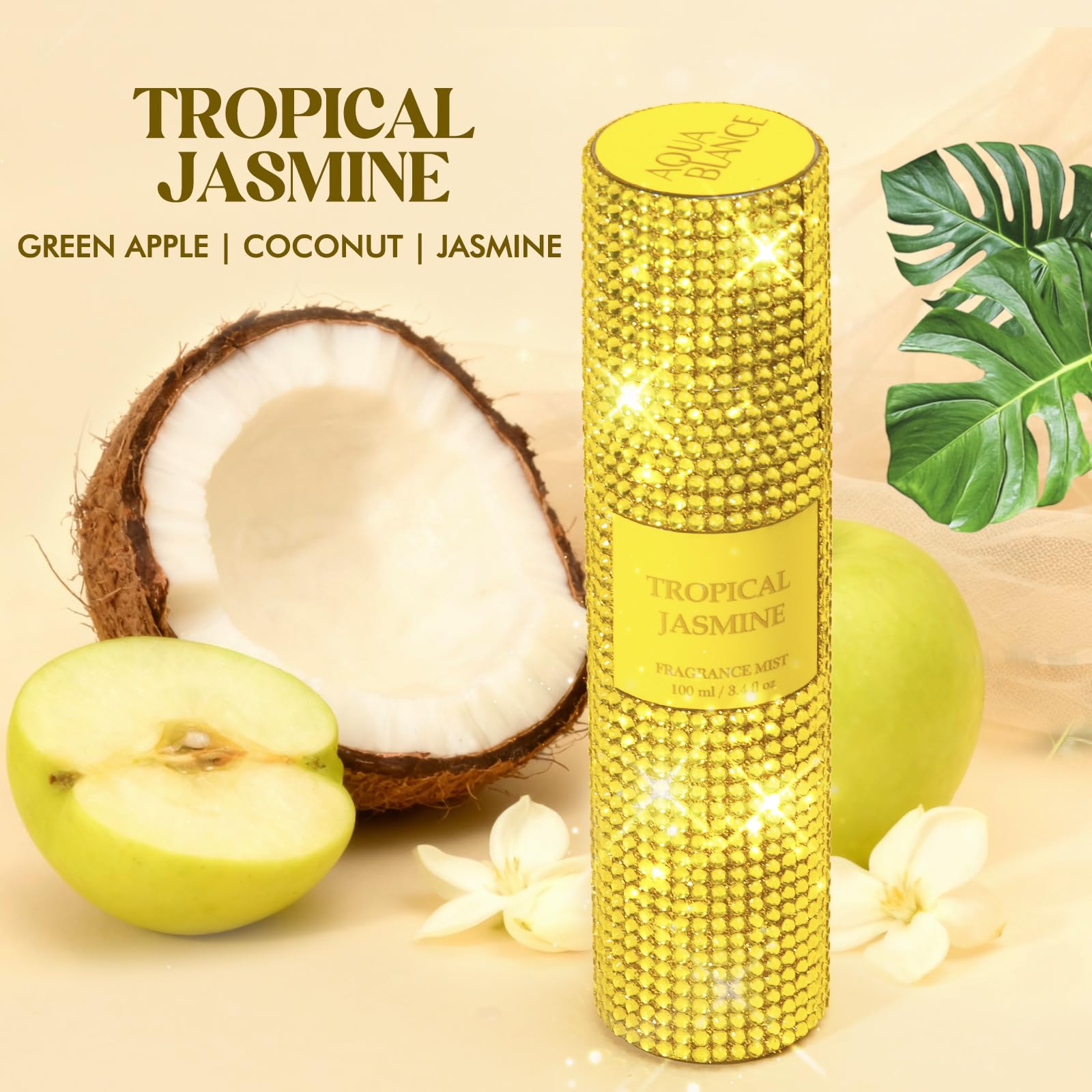 AQUA BLANCE Tropical Jasmine fragrance mist showcases tropical notes for daily wear.