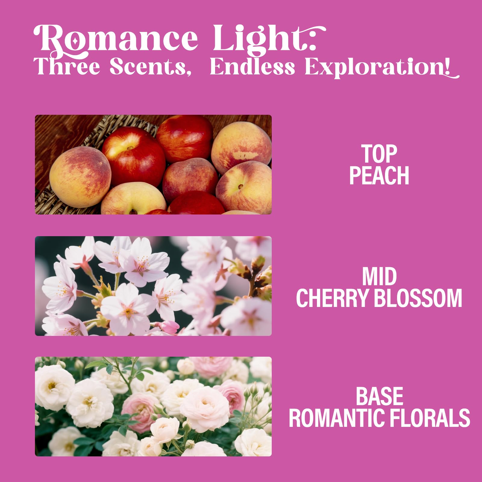 AQUA BLANCE Romance Light peach-cherry blossom scent on skin.