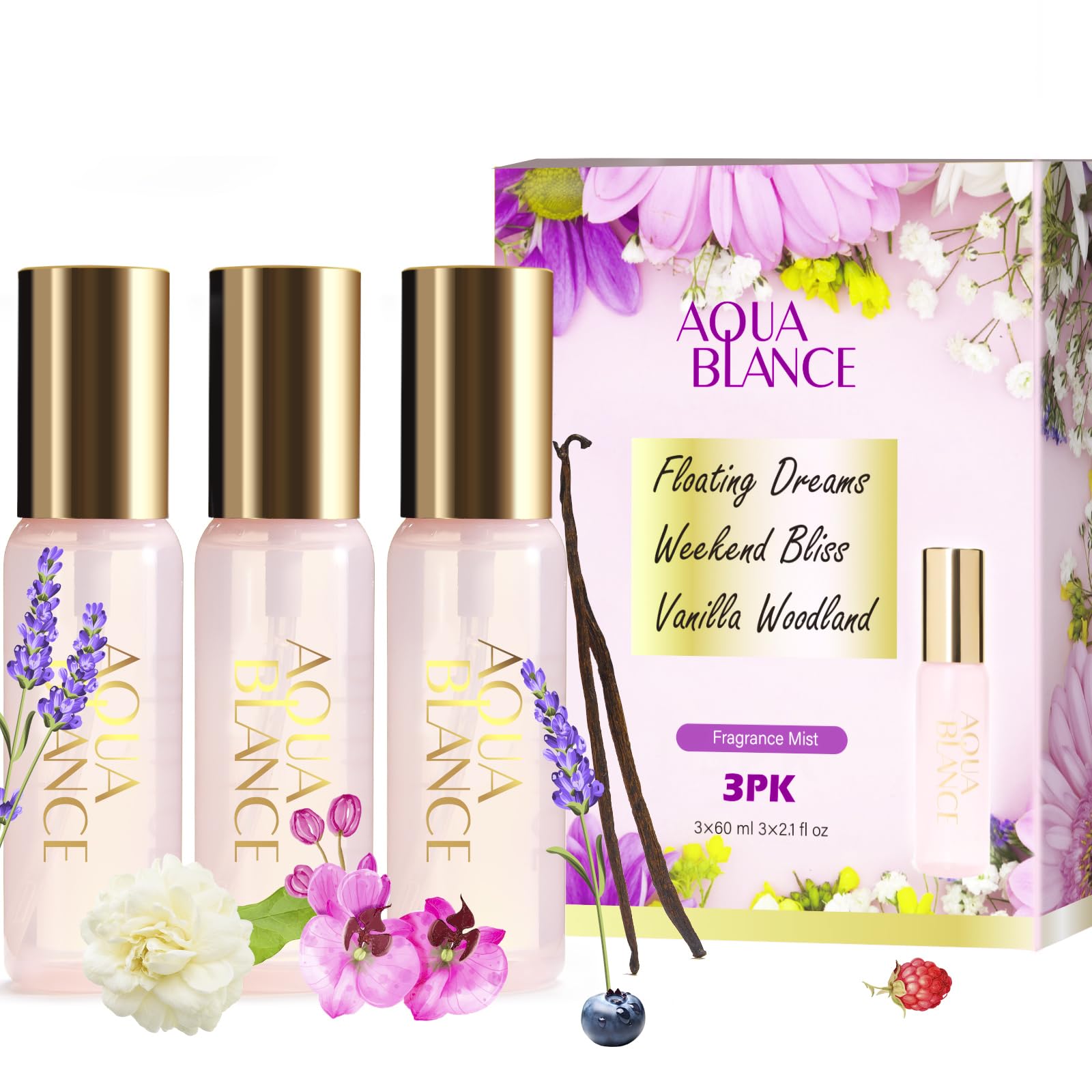 Aqua Blance Vanilla Woodland bottle for a warm, comforting daily scent.