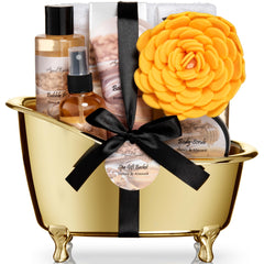 Aqua Elegante honey almond gift basket packaging offers premium gifting presentation.