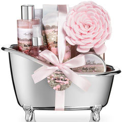 Aqua Elegante Rose Oil Peony bath set for a relaxing soak.