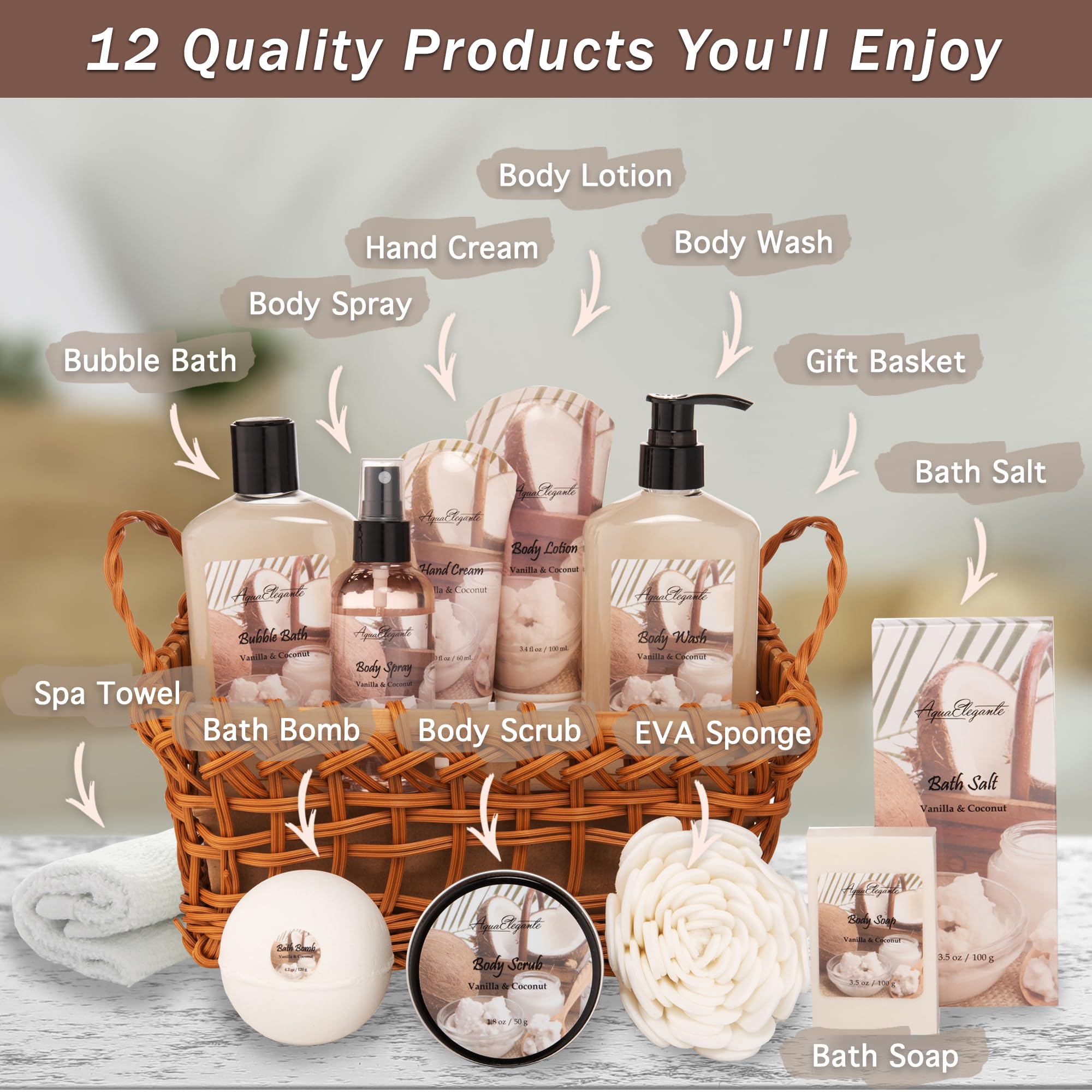 Aqua Elegante Spa Basket Bubble Bath with luxurious foaming soak.