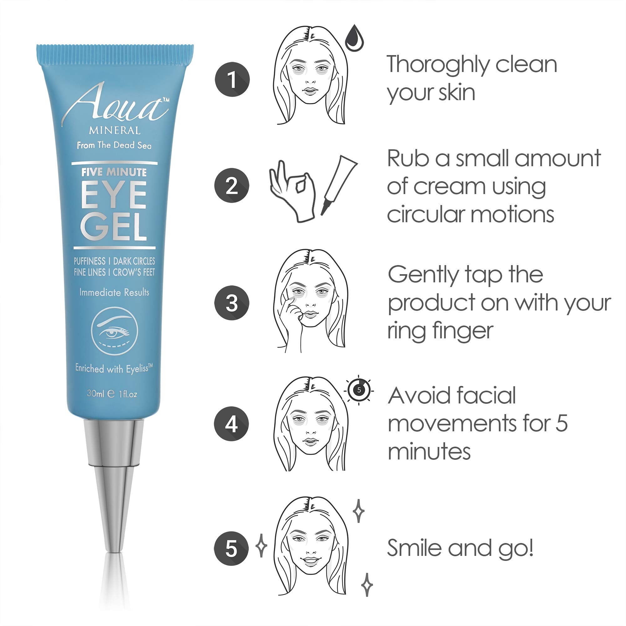 Aqua Mineral Hyaluronic Acid provides moisture for plump under-eye skin.