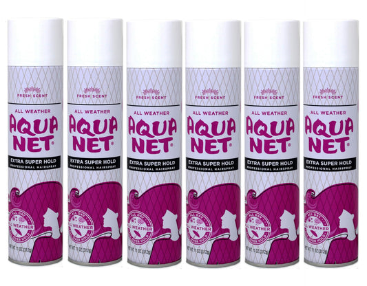 Aqua Net Professional hair spray bottle front view showing long-lasting hold.