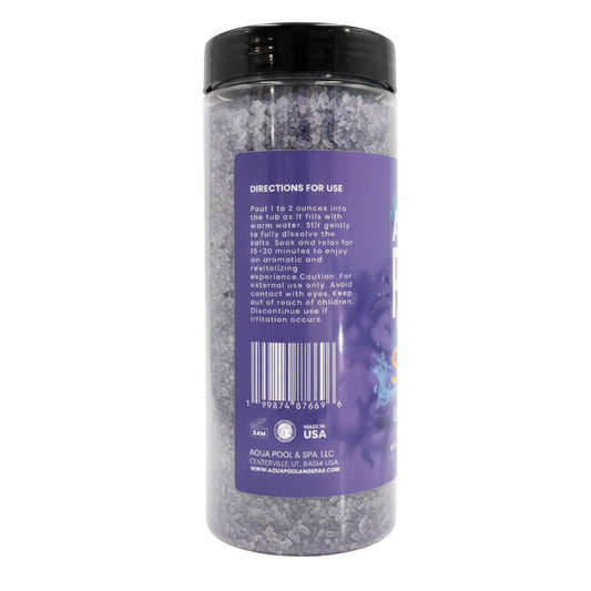 Aqua Pool and Spa Lavender crystals pour ready to sprinkle into bath water.