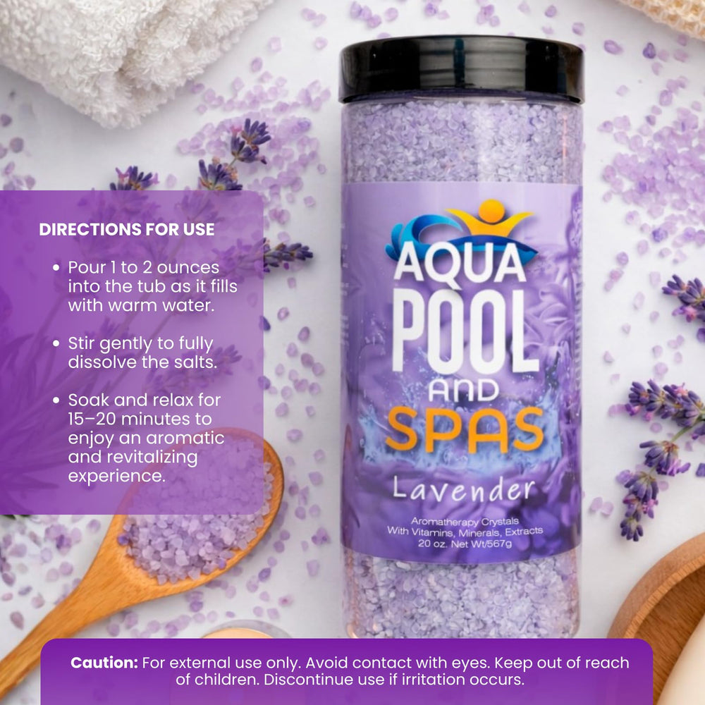 Aqua Pool and Spa Lavender crystals creating a calm mood after use.