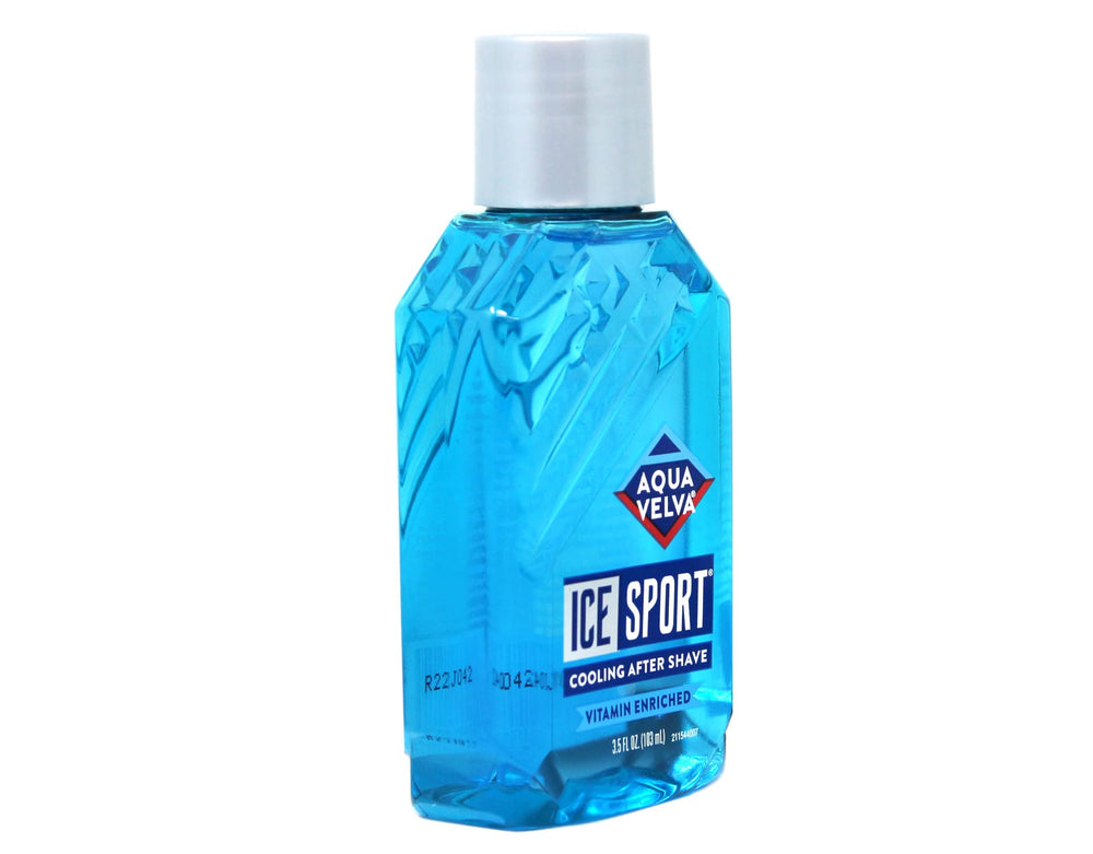 Aqua Velva Ice Sport menthol cooling shot bottle highlighting refreshing feel.