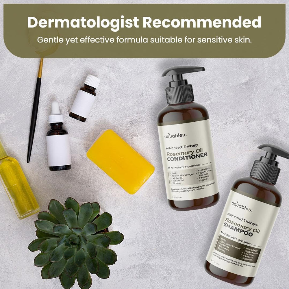 Aquableu Advanced Therapy Set packaging on display emphasizes complete care for thinning hair.