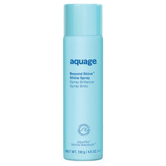 Aquage Beyond Shine bottle front shows featherlight mist for radiant, smooth hair