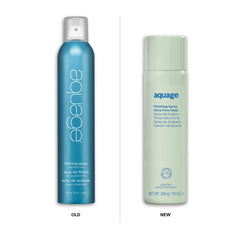 AQUAGE Finishing Spray shine close-up showing glossy finish