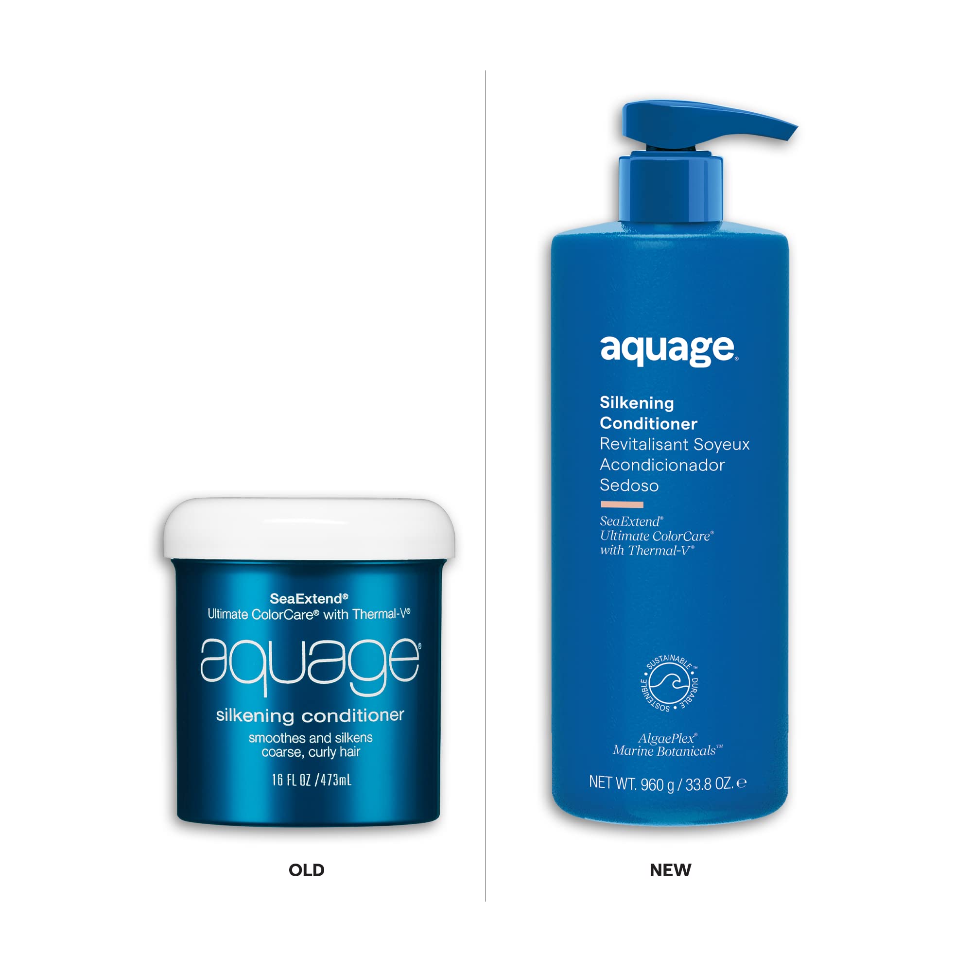 Aquage SeaExtend Silkening Conditioner bottle back showing moisturizing formula