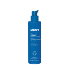 Aquage SeaExtend Silkening Oil Treatment bottle shows colorless formula for all hair textures.