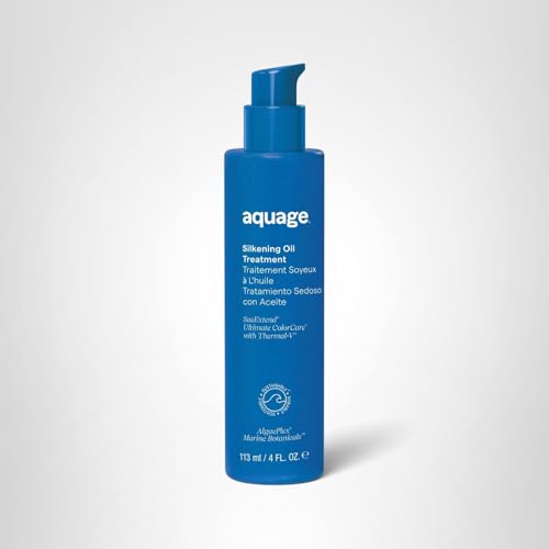 Colorless formula remains invisible on color-treated hair with Aquage SeaExtend Silkening Oil.