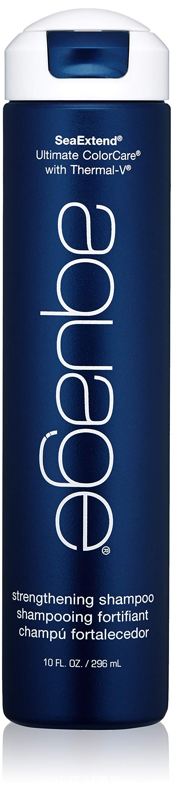 Aquage SeaExtend Strengthening Shampoo bottle highlights smoother, fuller-looking hair