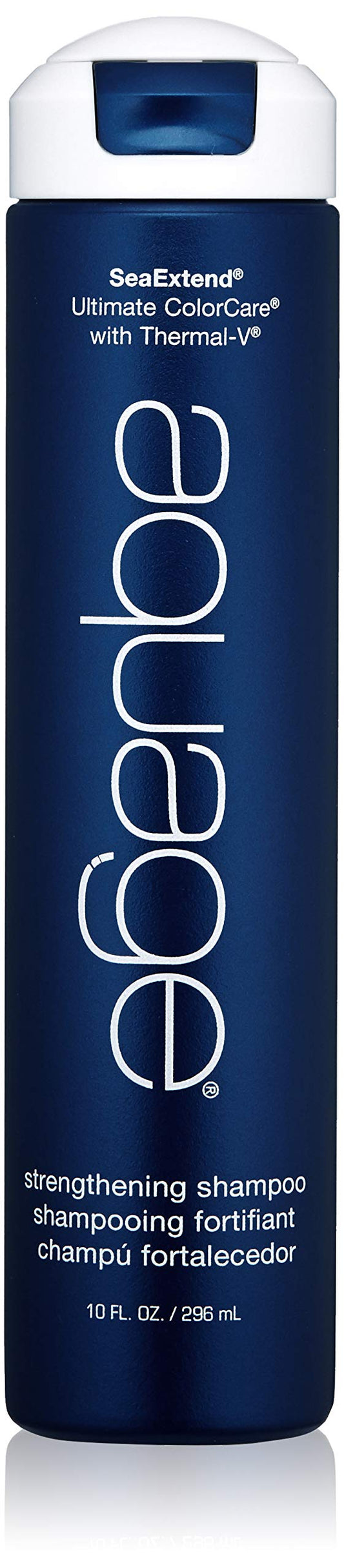 Aquage SeaExtend Strengthening Shampoo bottle highlights smoother, fuller-looking hair