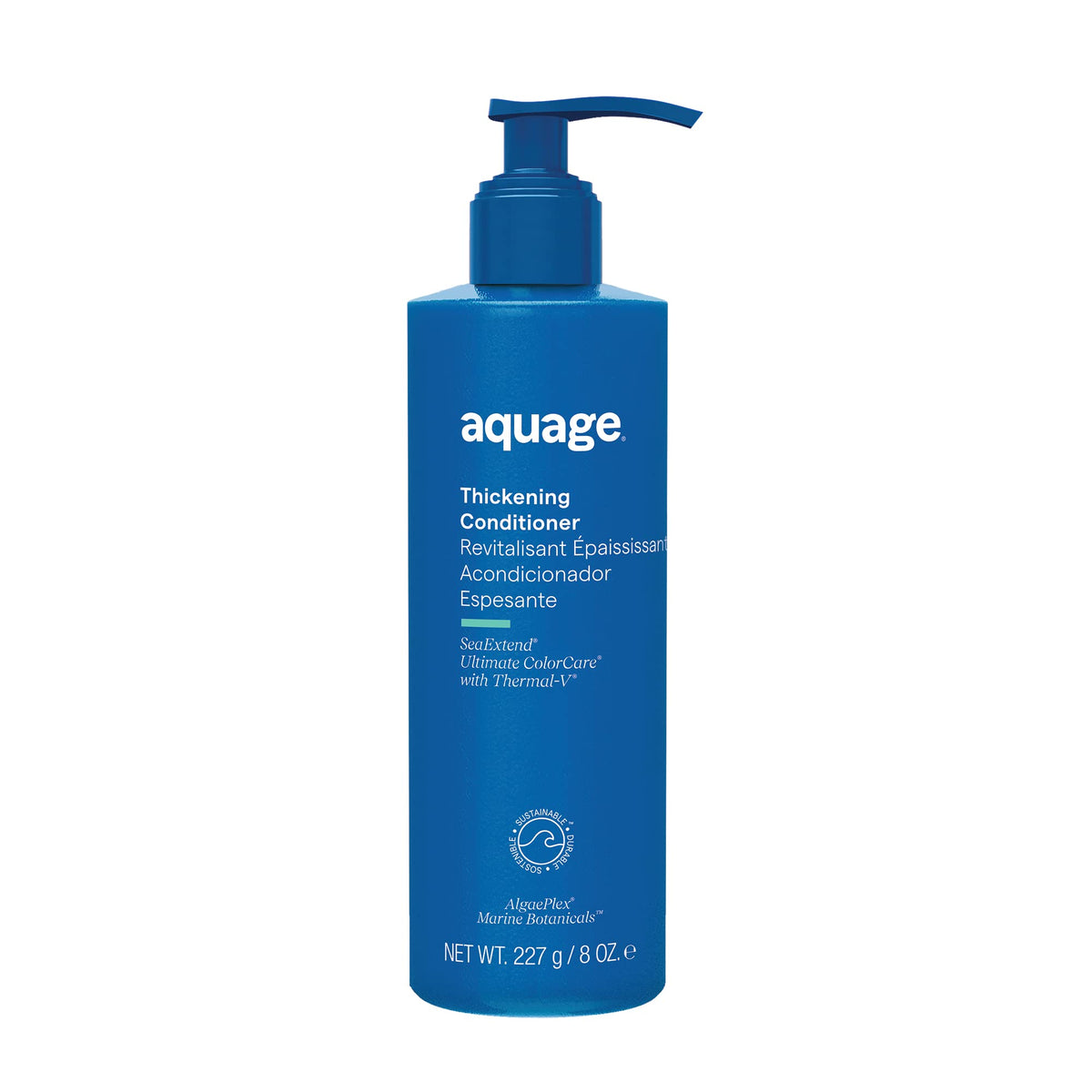 Aquage SeaExtend Thickening Conditioner bottle shows volume-boosting design.