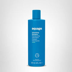Aquage Volumizing Shampoo cuticle smoothing close-up on sleek curls.