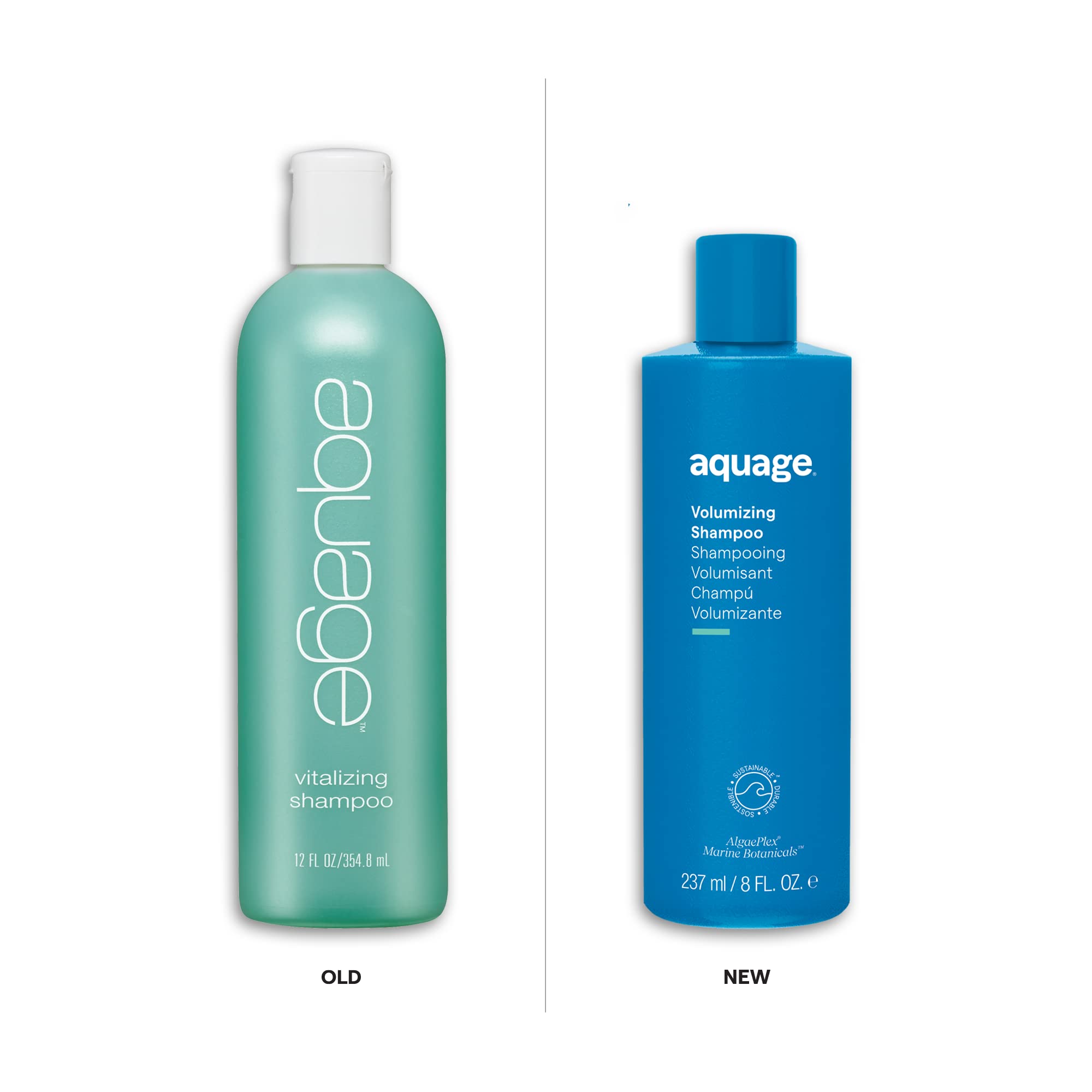 Aquage Volumizing Shampoo pump-dispense close-up for easy application.