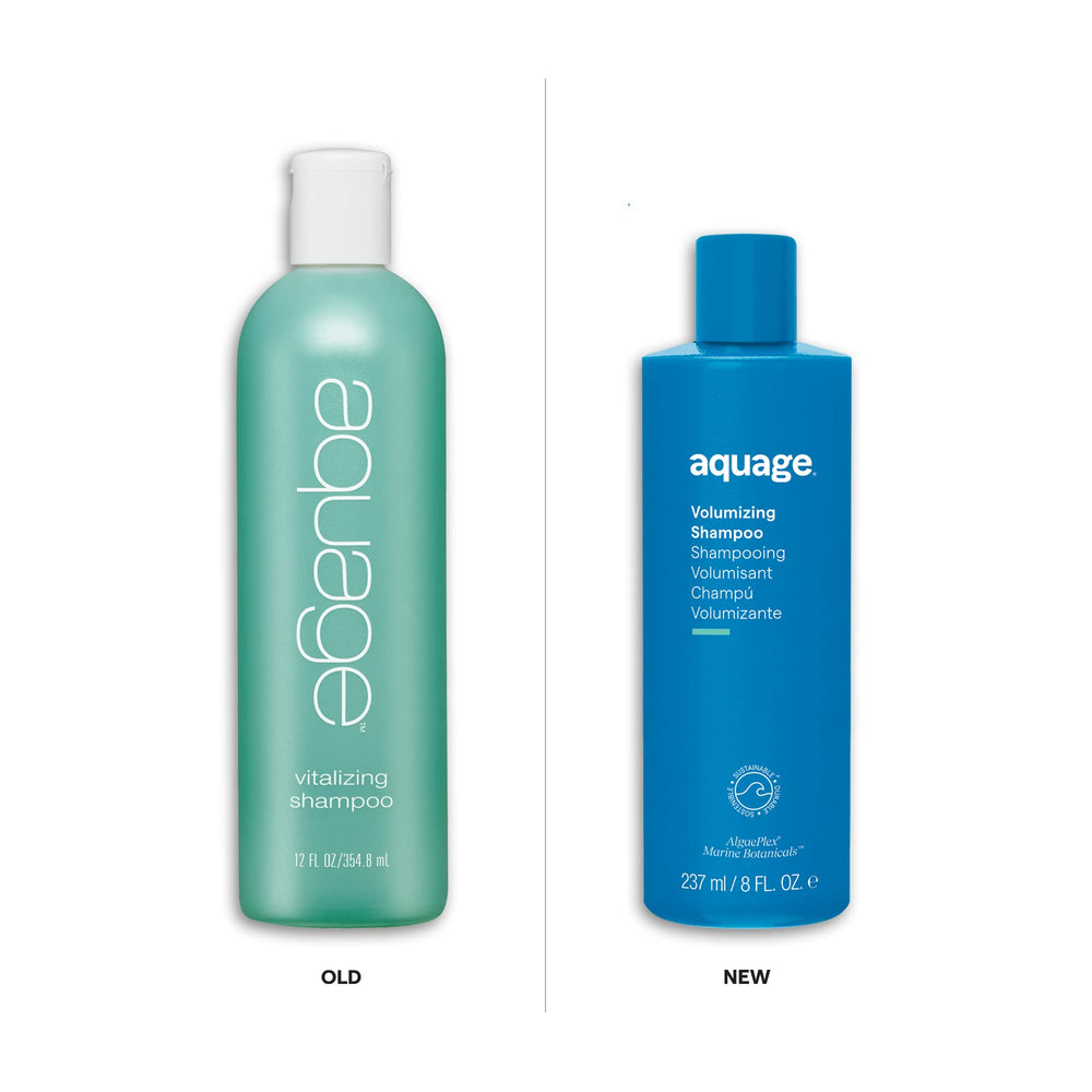 Aquage Volumizing Shampoo pump-dispense close-up for easy application.