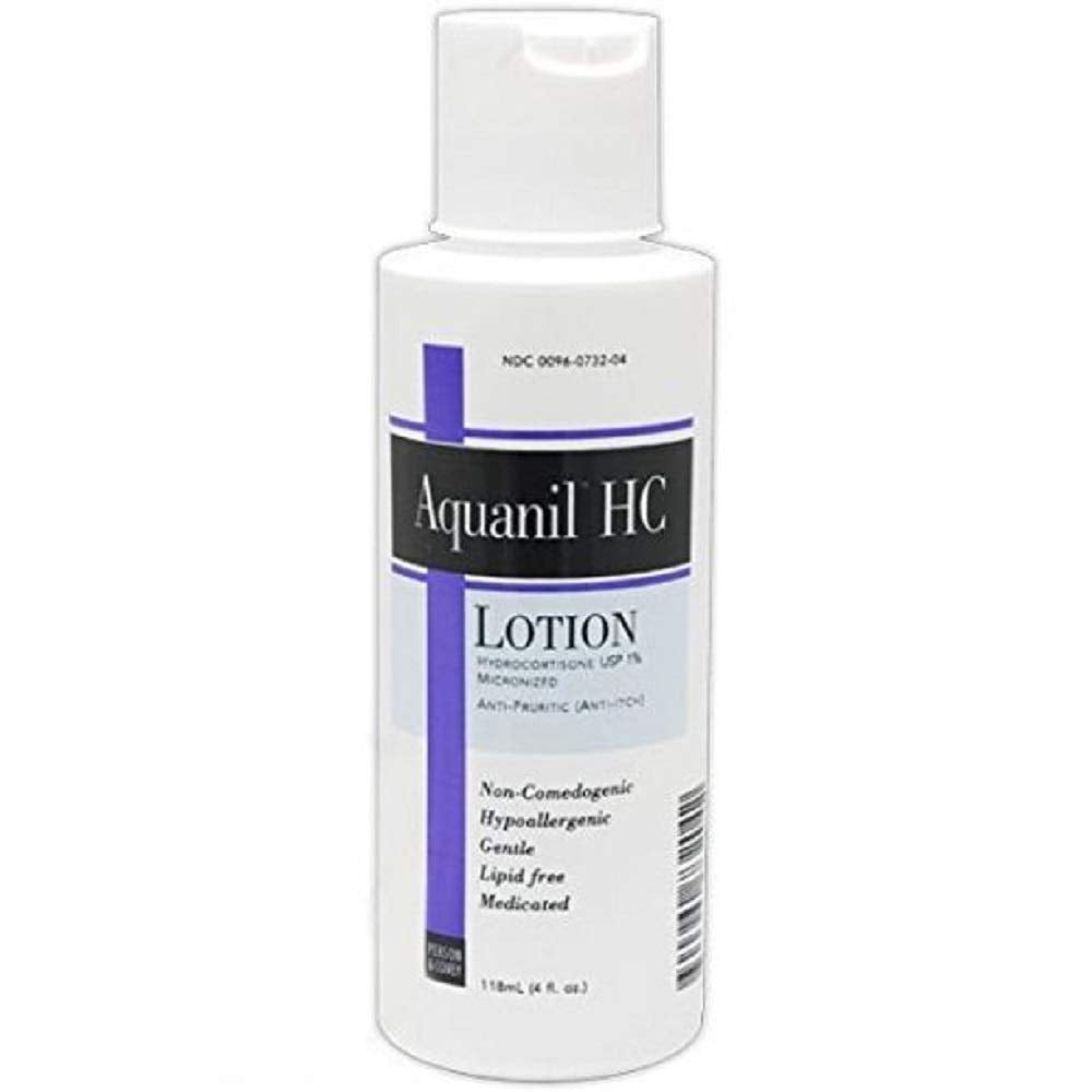 Aquanil HC lotion 4oz bottle for mild itch relief.