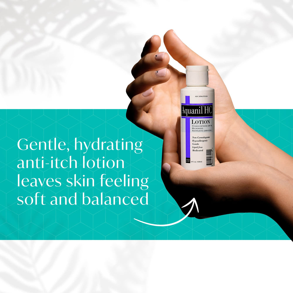 Aquanil HC Lotion used on itchy skin for soothing relief