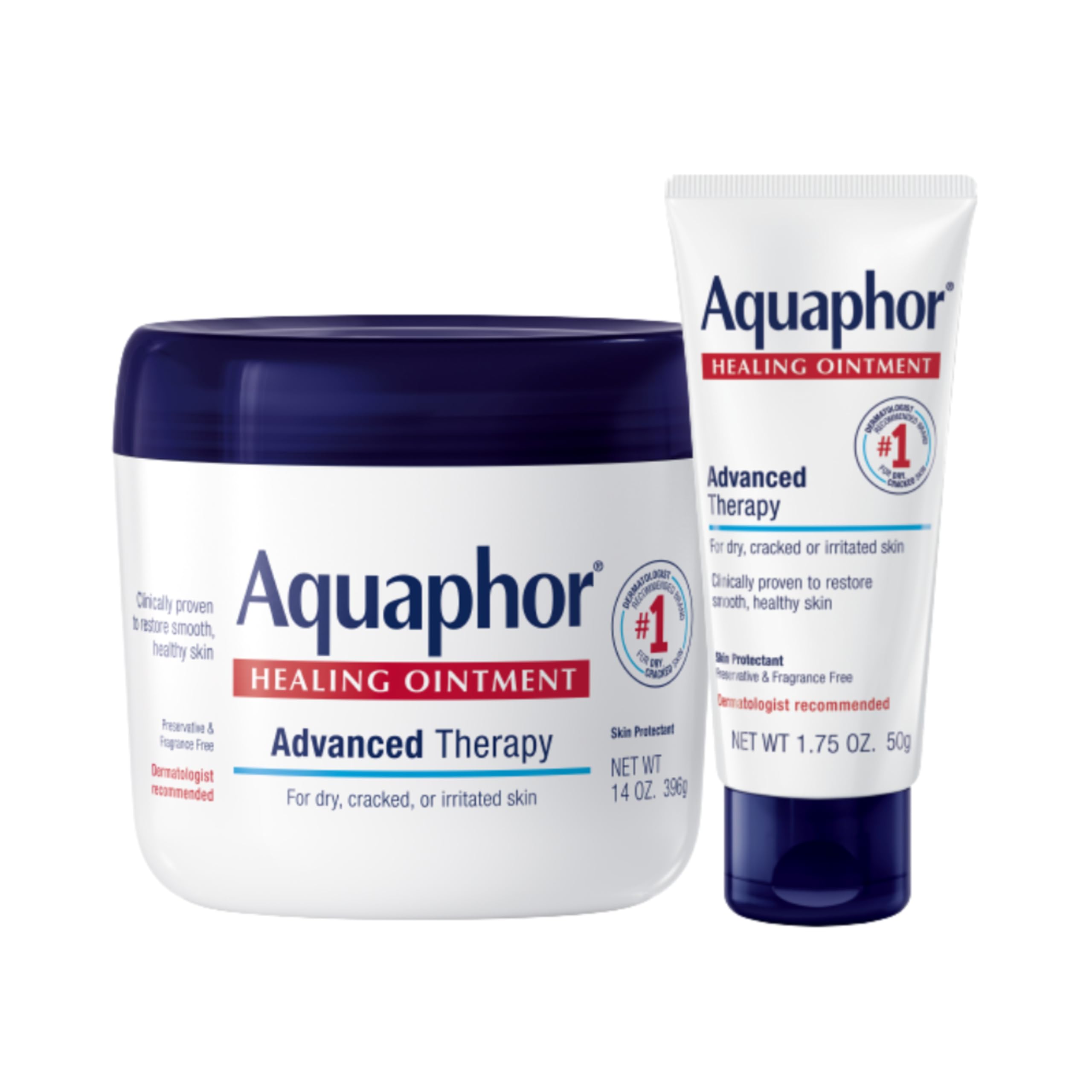 Aquaphor Healing Ointment jar closeup for moisturized, protected skin