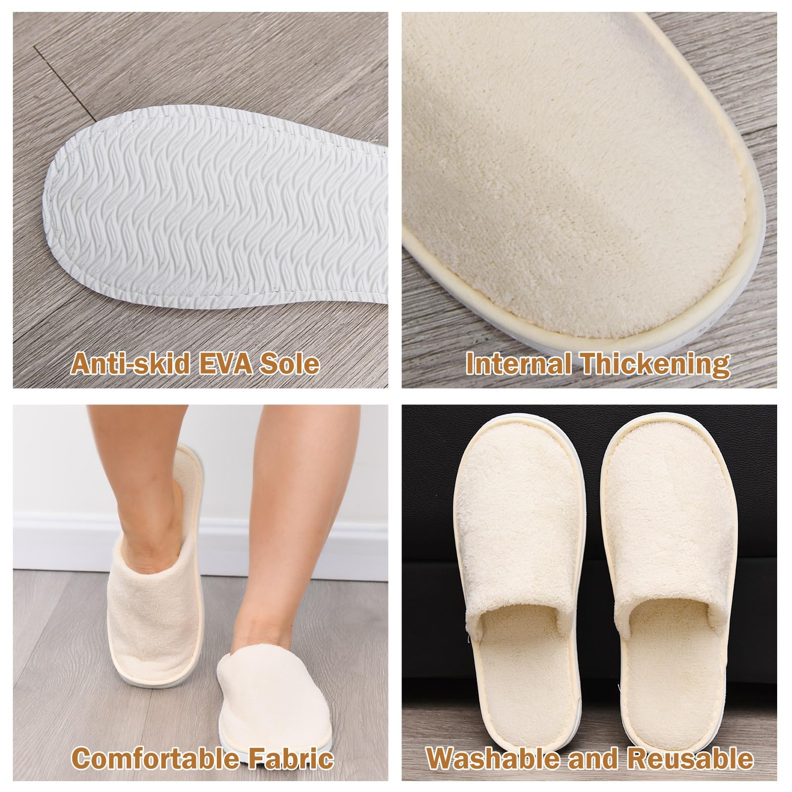 AQUEENLY unisex disposable slippers ideal for hotels, spas, and travel.