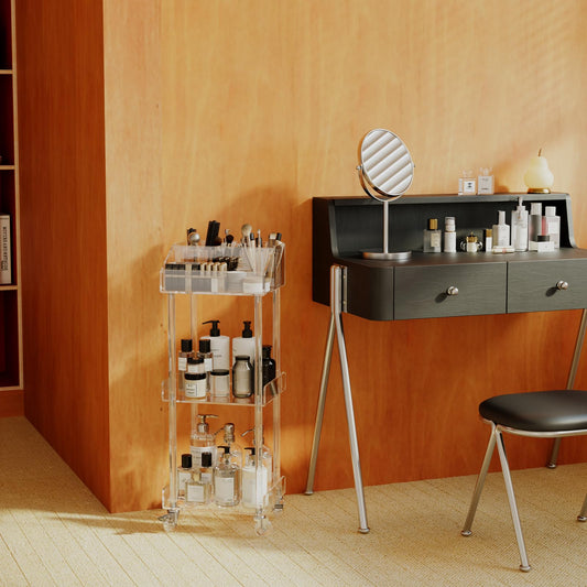 Aquiver acrylic cart crystal-clear material combines durability with effortless wipe-clean maintenance.