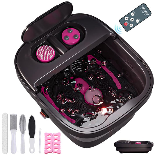 Aqvesane collapsible foot bath with remote heat and bubbles for easy at-home relaxation