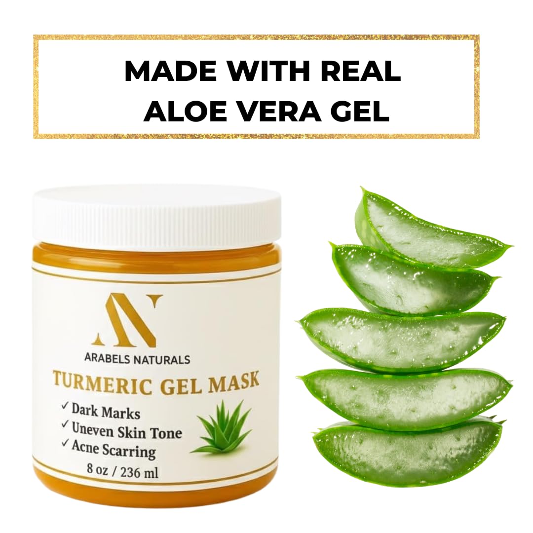 ArabelsNaturals Turmeric Aloe Mask face application shows even tone potential.