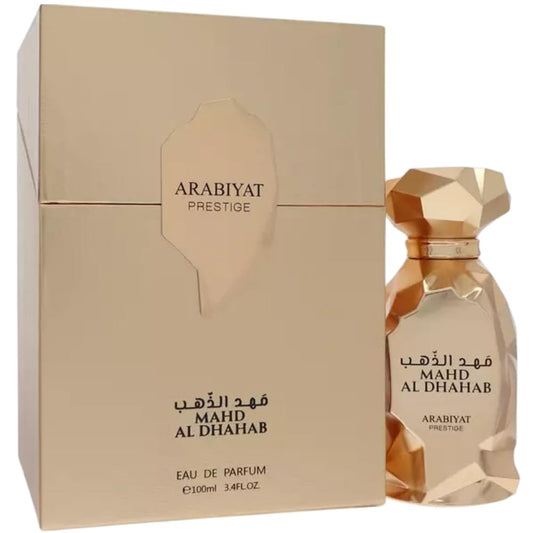 ARABIYAT Mahd Al Dahab 100ml bottle with a woody fresh scent for daily or evening wear.