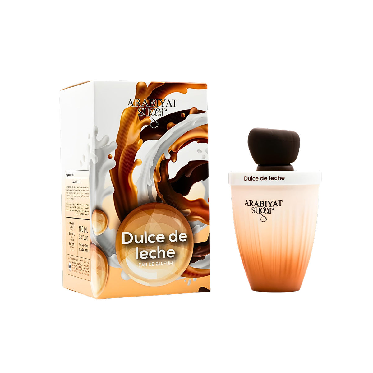 Arabiyat Sugar Dulce De Leche EDP bottle showing caramel notes and elegant design for day to night use