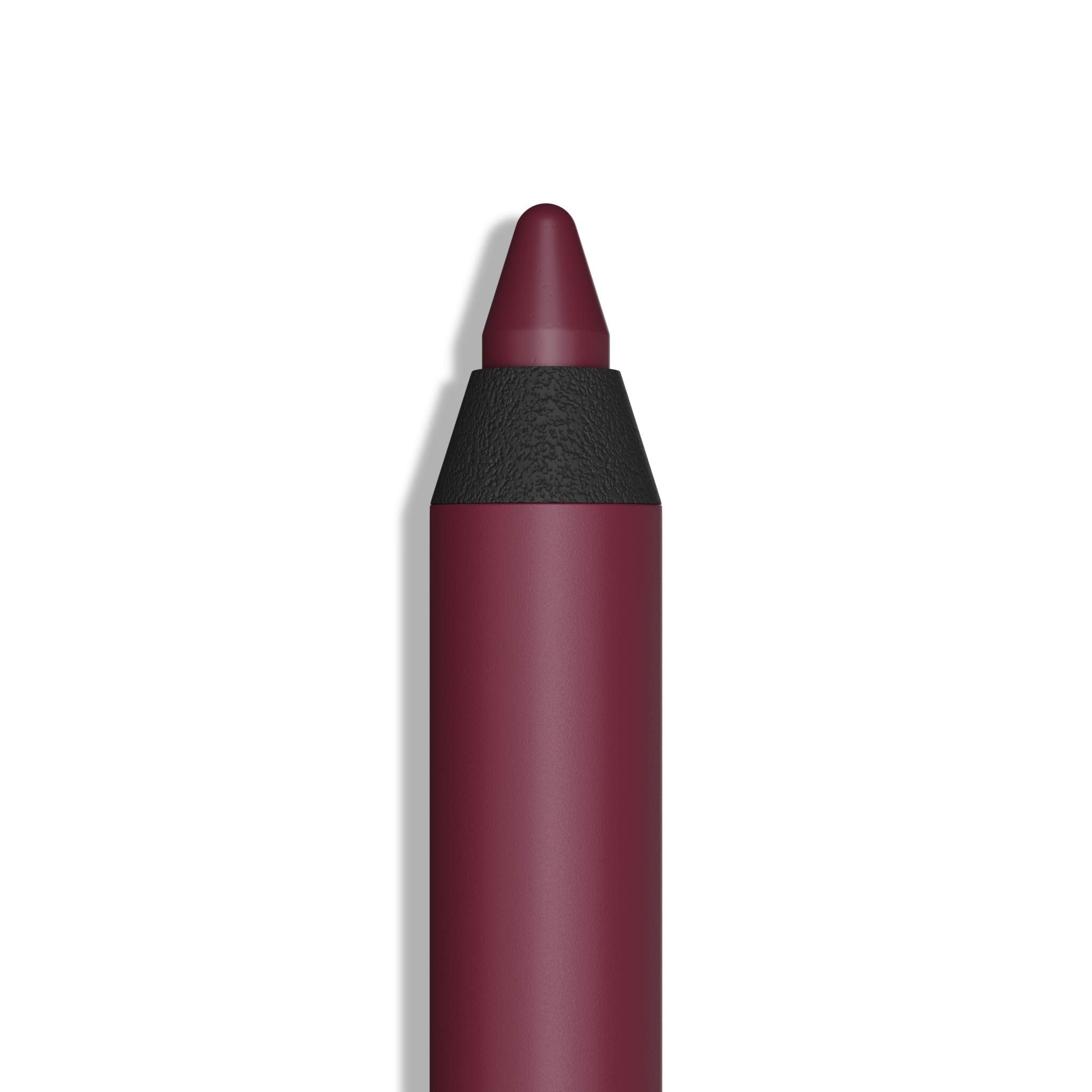 Araceli gel pencil eyeliner in wine applied as a smooth stroke for defined eyes.