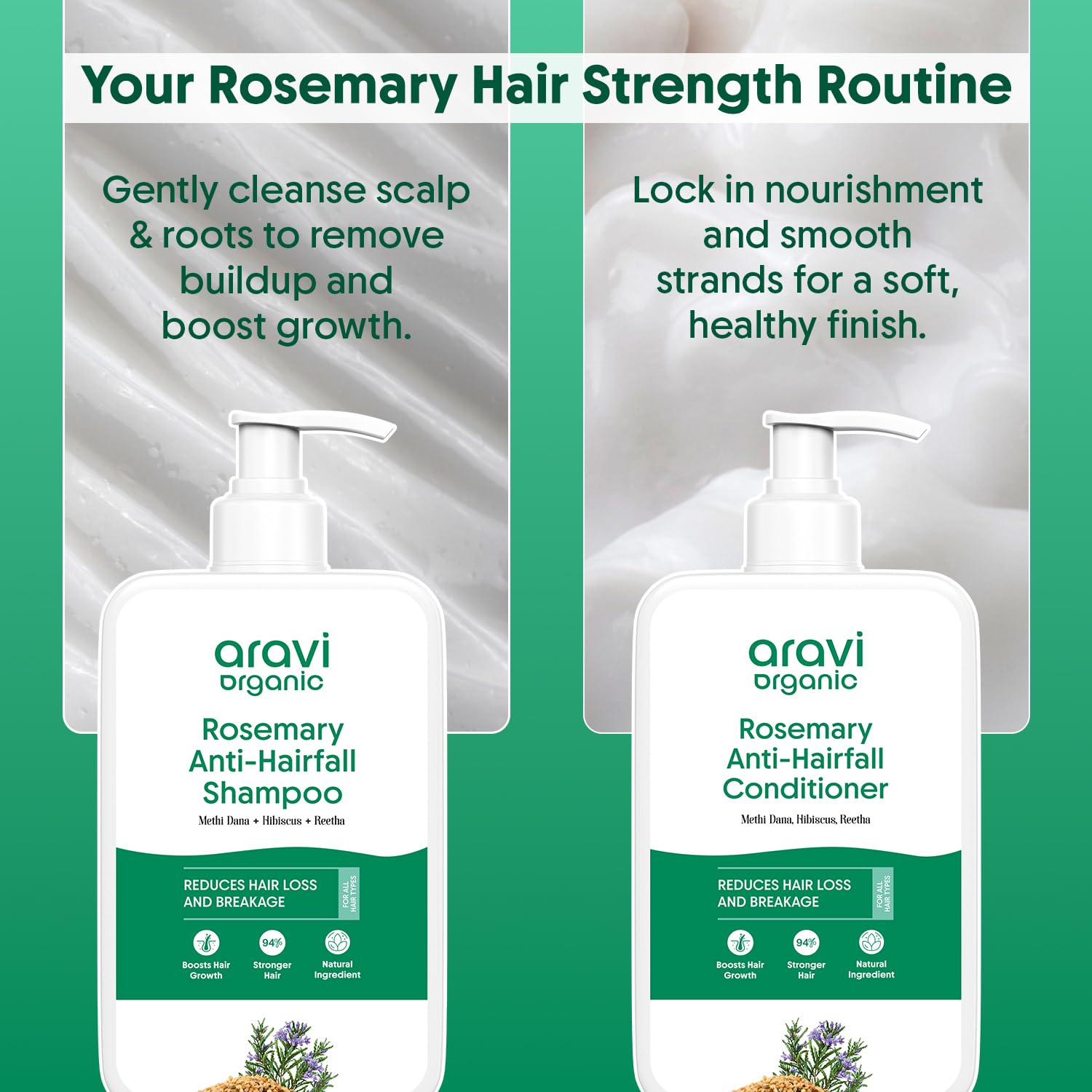 Aravi Organic Rosemary scalp nourishment highlighting hydration