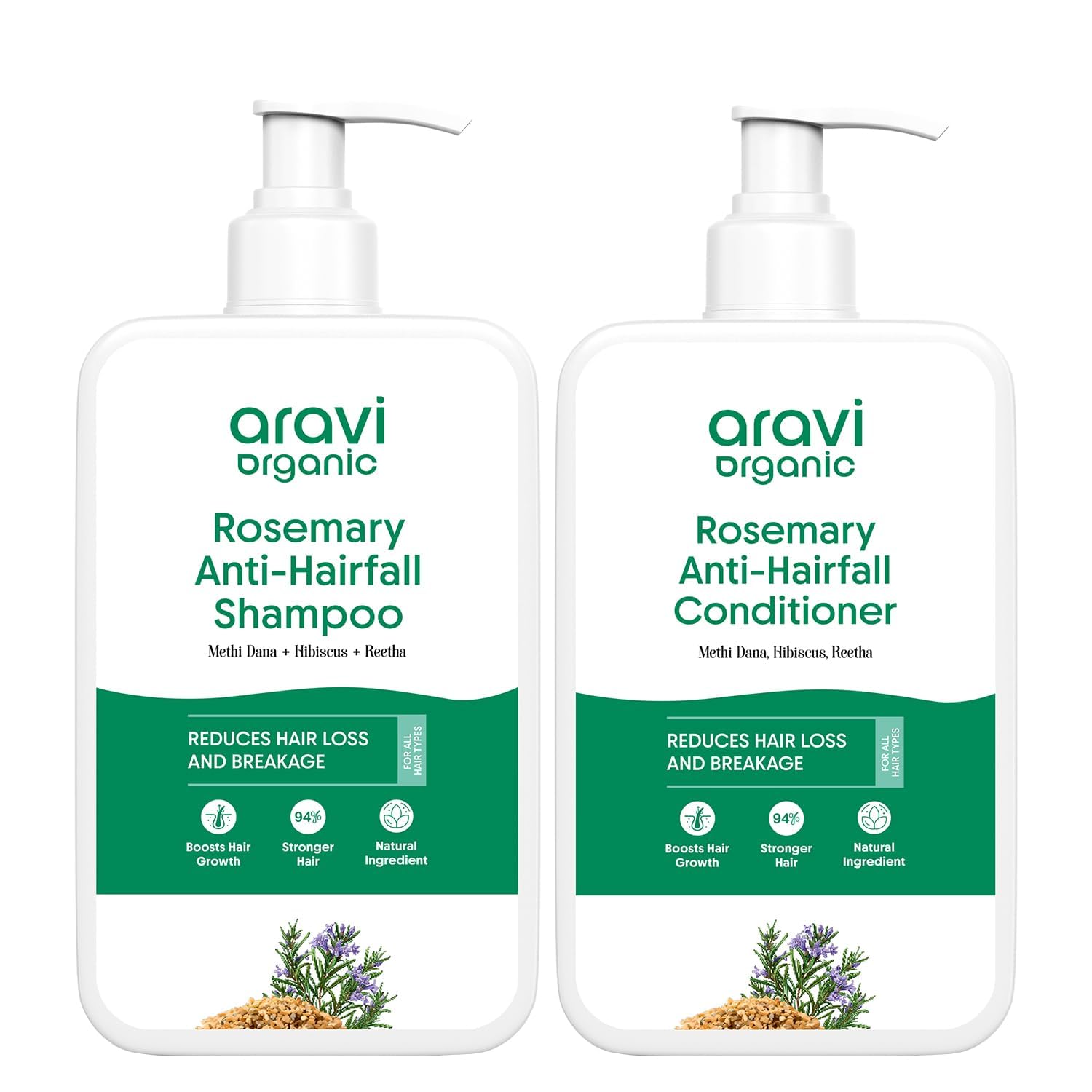 Aravi Organic Rosemary shampoo bottle pour for gentle cleansing and healthy hair