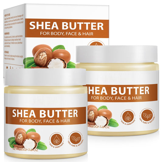 Arbcrn raw organic shea butter pack showing two jars, ideal for deep hydration.