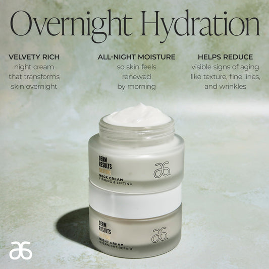 Arbonne DermResults Night Cream emollient swatch shows rich texture.