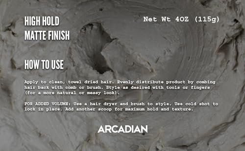 Arcadian Grooming Clay Pomade being applied for textured look at home.