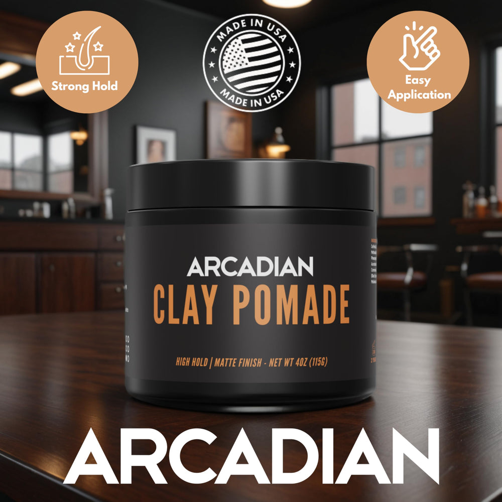 Arcadian Grooming Clay Pomade natural ingredients visual.