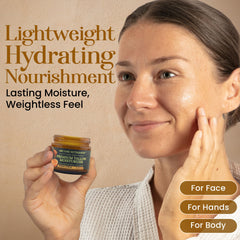 ARCANE NUTRIENTS tallow-honey balm texture close-up communicates softness.