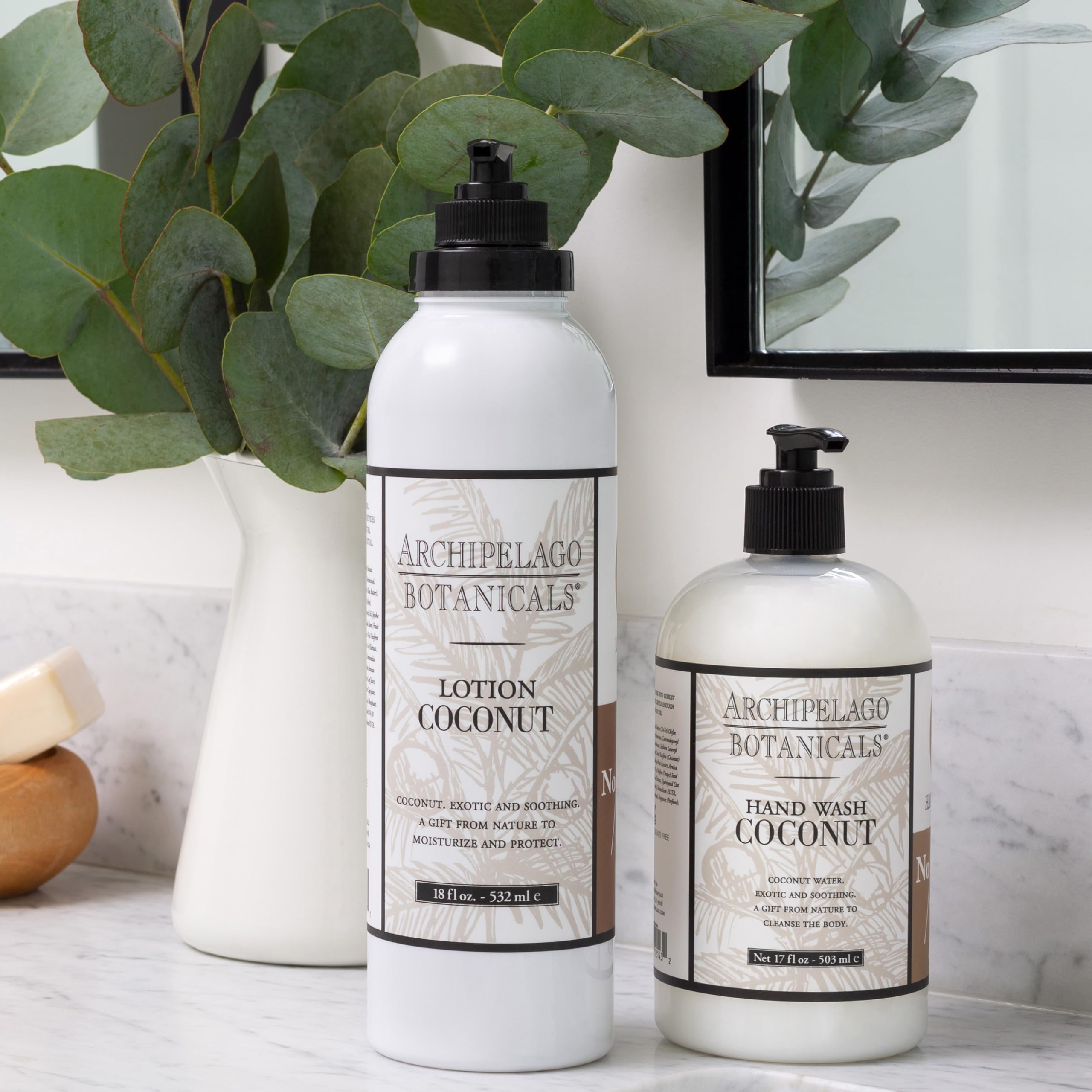Aromas of lemon verbena and lime zest in Archipelago Coconut Lotion.