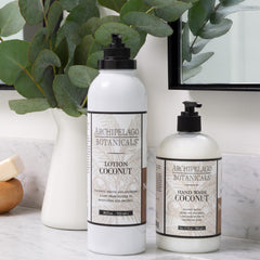 Aromas of lemon verbena and lime zest in Archipelago Coconut Lotion.