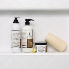 Packaging shows Made in USA for Archipelago Coconut Moisturizer.