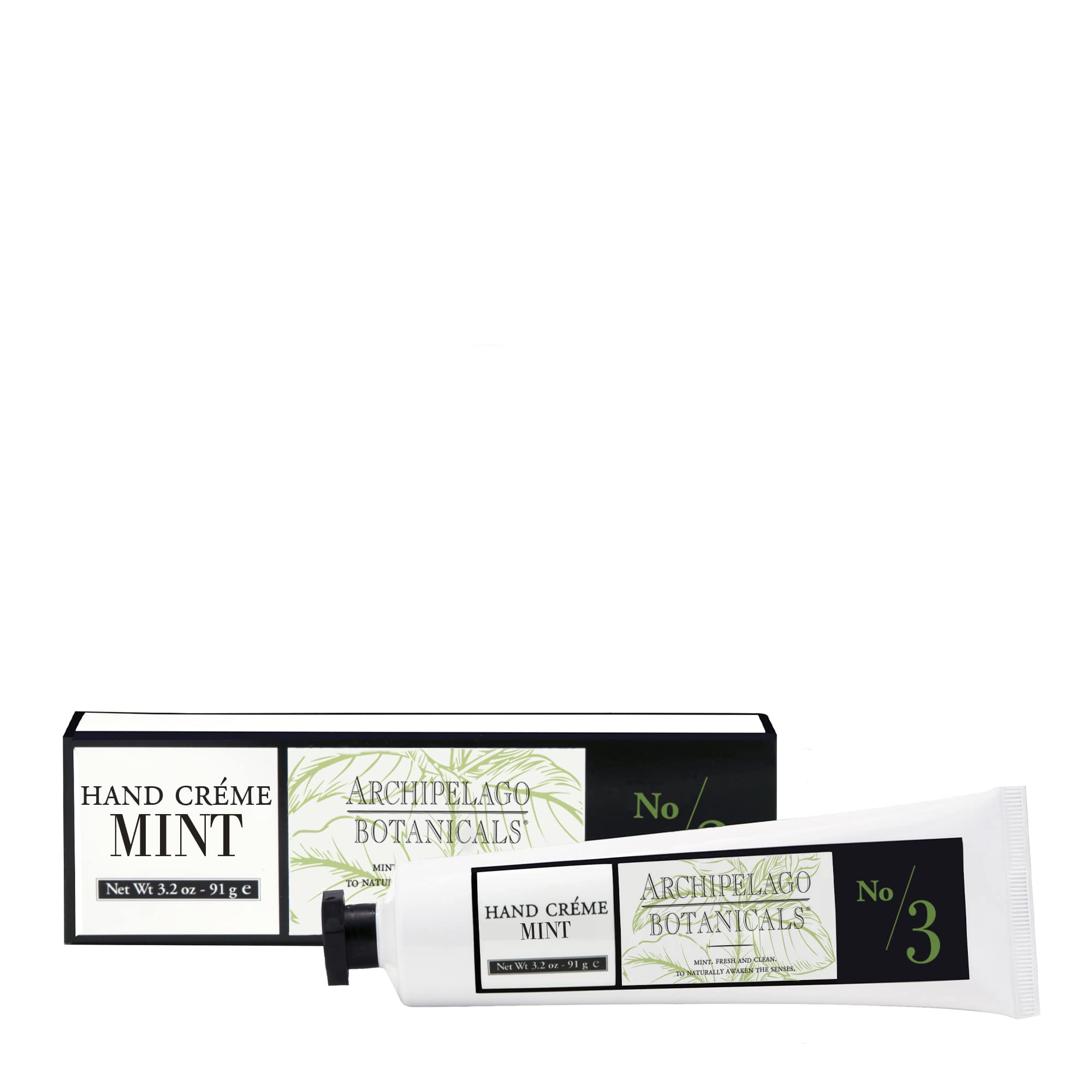 Archipelago Botanicals Morning Mint Hand Creme bottle, delivering quick hydration without a greasy residue.