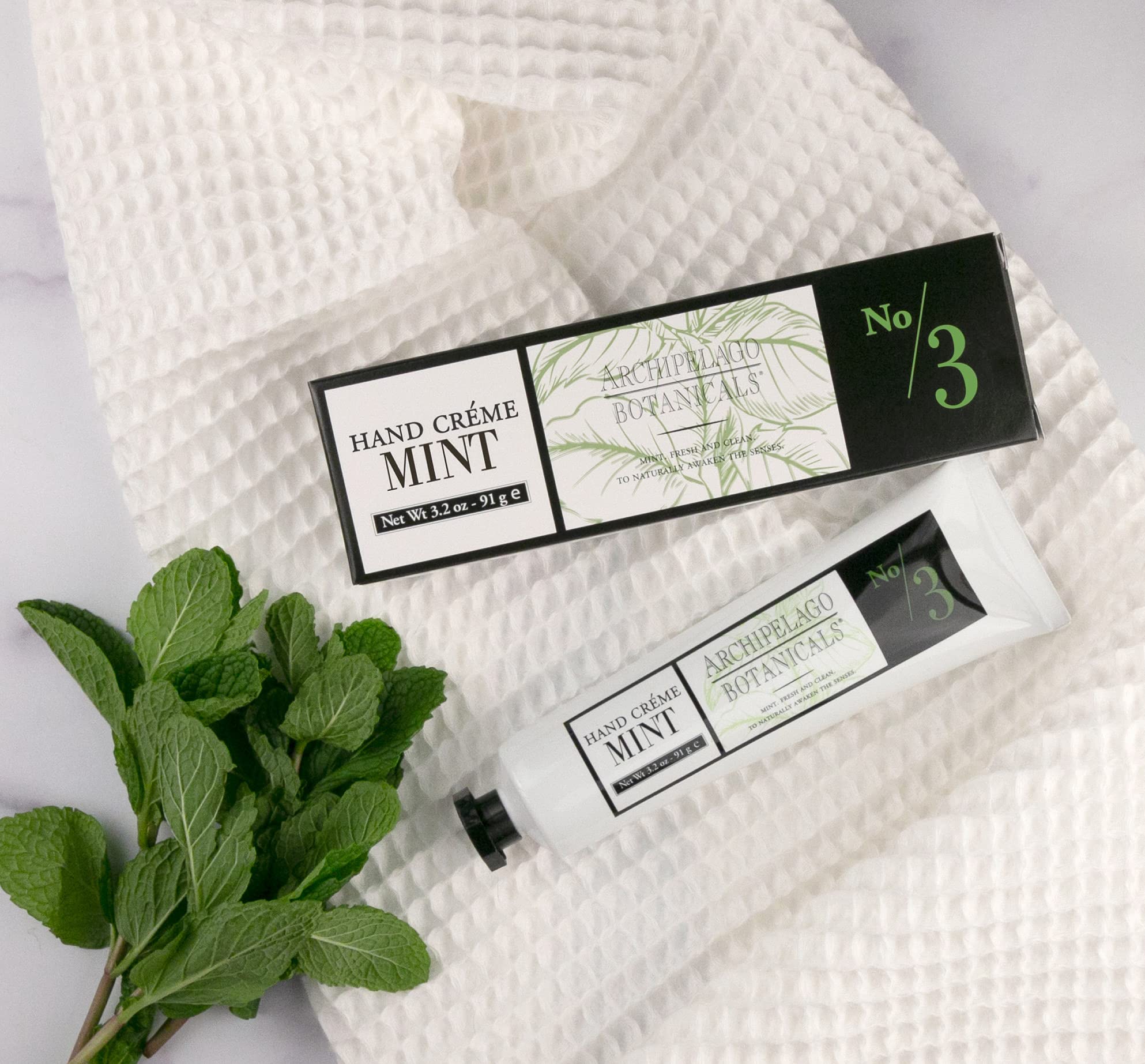 Archipelago Botanicals Morning Mint Hand Creme ingredients blend with jojoba esters for nourishment.