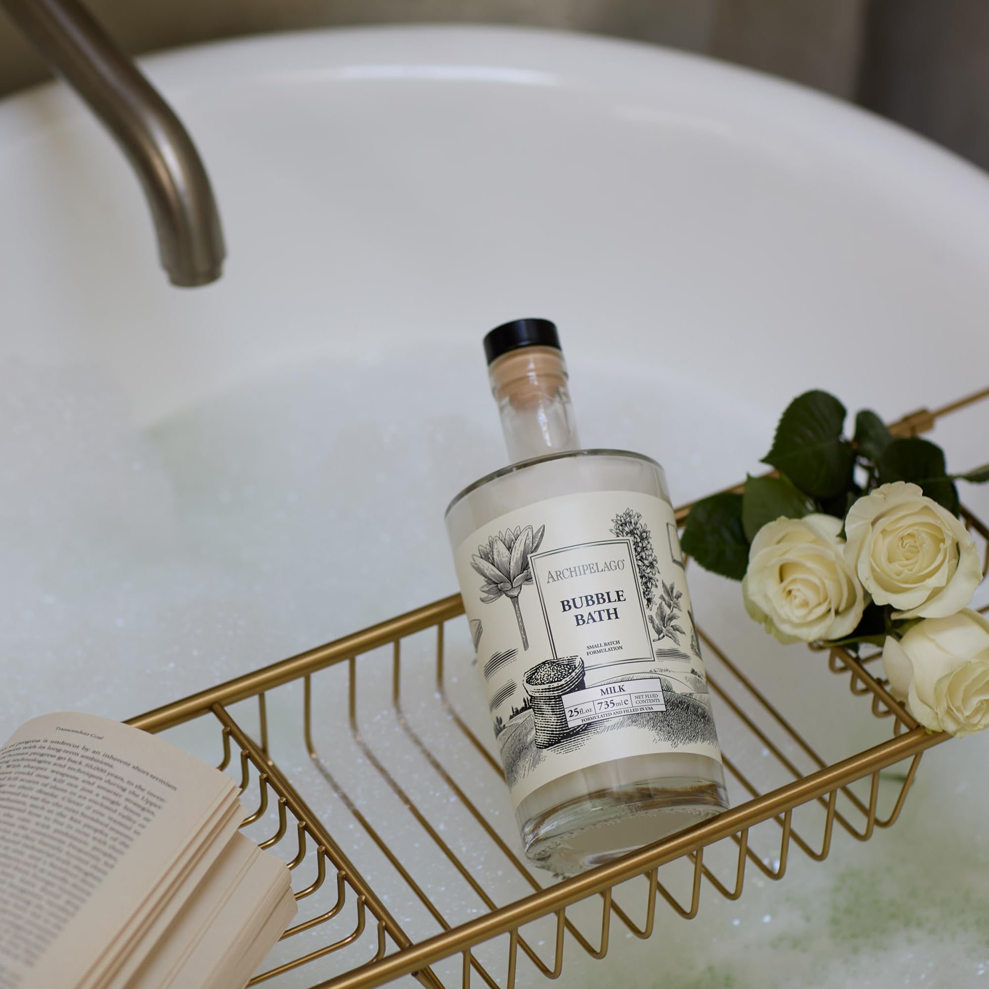 Archipelago Botanicals Relaxing Bath Time scene conveys a spa-like ritual.